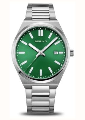 Bering Men's Classic (39mm) Green Sunray Dial / Stainless Steel Bracelet 17639-708