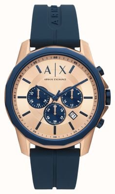 Armani Exchange Rose Gold Dial | Blue Silicone Strap AX1730