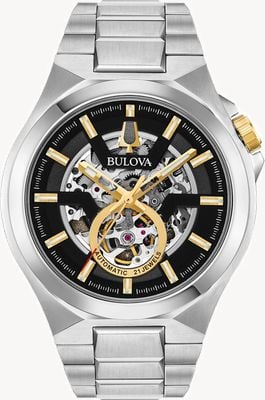 Bulova Maschine | Herren | Edelstahlarmband | Skelett-Zifferblatt 98A224