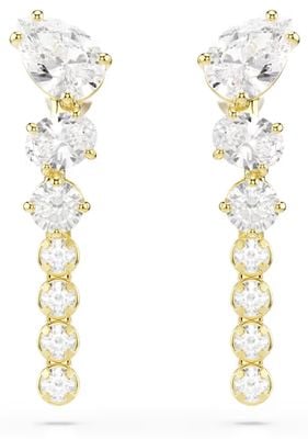 Swarovski Mesmera drop earrings, Mixed cuts, White, 18K gold finish 5747936