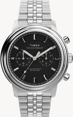 Timex Waterbury Metropolitan Chronograph (41mm) Black Dial / Stainless Steel Bracelet TW2Y23400