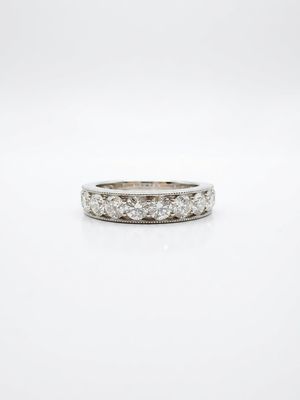 1.50ct Round Brilliant Natural Diamond 18ct White Gold Half Eternity Ring JM5450