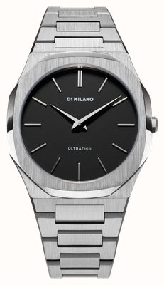 D1 Milano 超薄型シルバー（40mm）マットブラック文字盤 / ステンレススチールブレスレット UTBJ40
