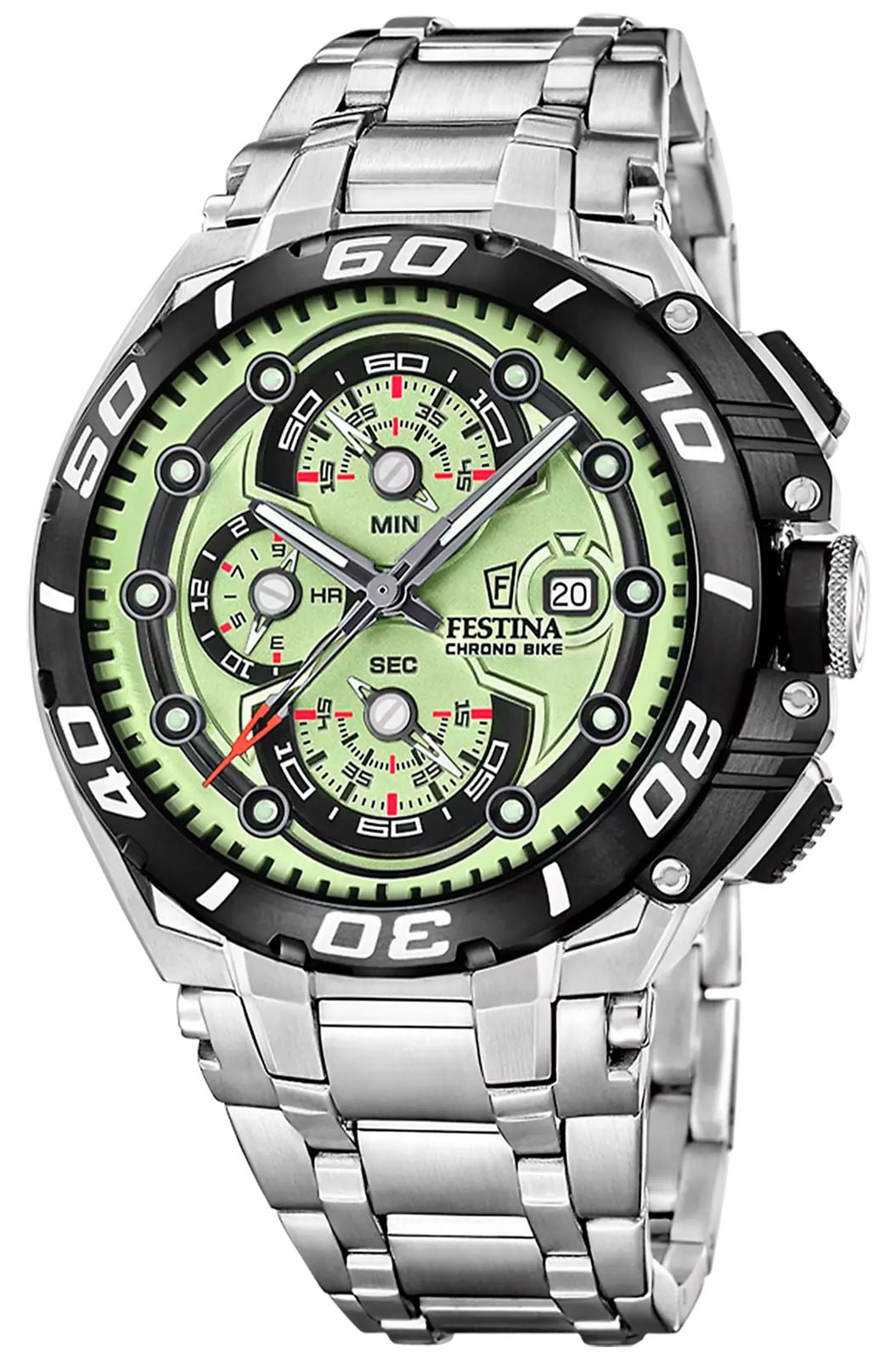 Festina Chrono Bike 2026 46mm Green Dial  Stainless Steel Watch