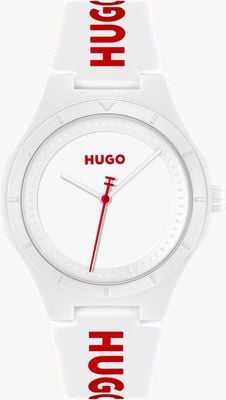 HUGO Cadran blanc #lit (42 mm) pour homme / bracelet en silicone blanc 1530345