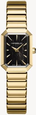 Herbelin Quarzo Octogône (20,4 mm) quadrante in madreperla nera / bracciale in acciaio inossidabile PVD oro 17556BP1N49