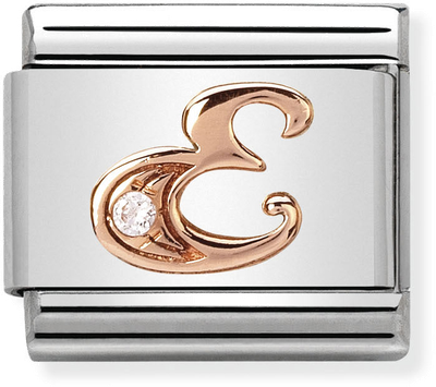 Nomination Classic Letter E 9ct Rose Gold & Steel Charm 430310/05