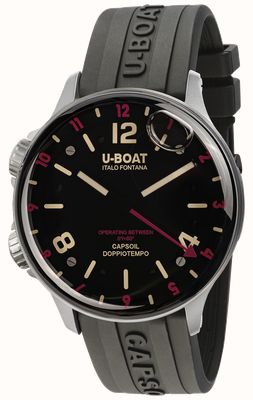 U-Boat Capsoil doppiotempo (45mm) ss rouge rehaut bracelet caoutchouc noir 8839/B