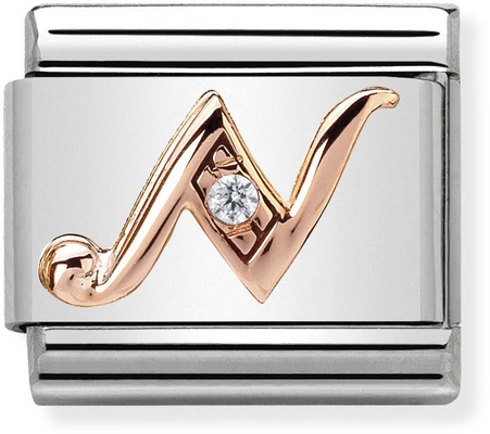 Nomination Classic Letter N 9ct Rose Gold & Steel Charm 430310/14