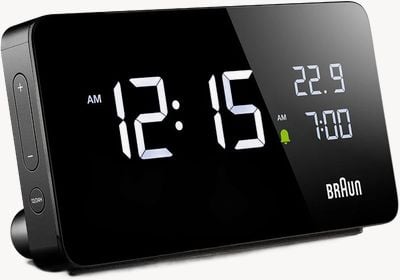 Braun Reloj despertador digital rectangular LCD BC20 - negro - 14 cm de ancho x 7,5 cm de alto x 4 cm de profundidad (adaptador para Reino Unido) BC20BUK