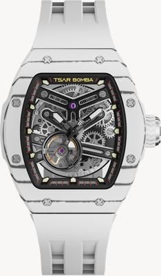 TSAR BOMBA Atomic Series Carbon Fibre Interchangeable Set (44.5mm) Black Skeleton Dial / White + Black Set TB8218(1+2) CF 06WH/BK