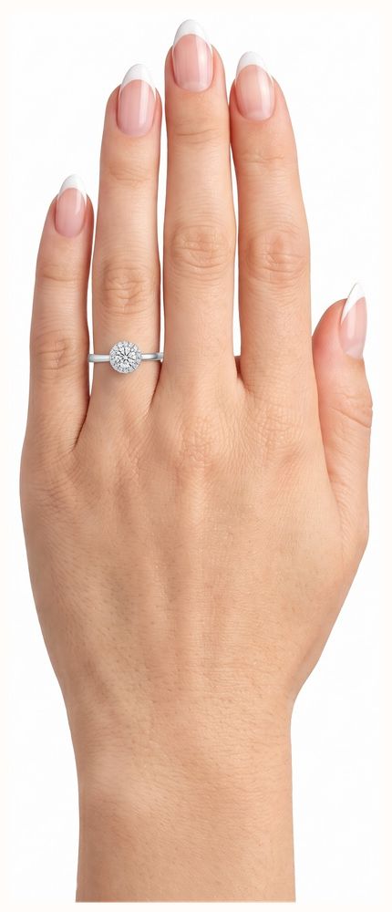 0.30ct Round Brilliant Natural Diamond Platinum Halo Ring ENG4241 - 別ビュー 4