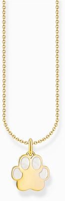 Thomas Sabo Paw Print White Enamel Gold-Plated Sterling Silver Pendant Necklace 45cm KE2266-427-14-L45V