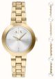 Armani Exchange Quartz Watch & Bracelet Gift Set (36mm) Silver Sunray Dial / Gold PVD Stainless Steel Bracelet AX7185SET
