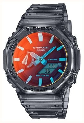 Casio G-shock beach time lapse (45,4 mm) cadran bleu rouge / bracelet en résine grise GA-2100TLS-8AER