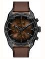 Diesel Spiked Black Leather Brown Dial Watch DZ4735