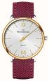 MeisterSinger Yaara Q (36mm) Silver Patterned Dial / Wine Red Textile Strap Watch YAQ901GD
