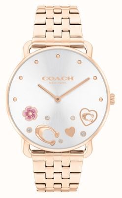 Coach Damesband met elliotzilveren wijzerplaat en roségoudkleurige roestvrijstalen armband 14504285