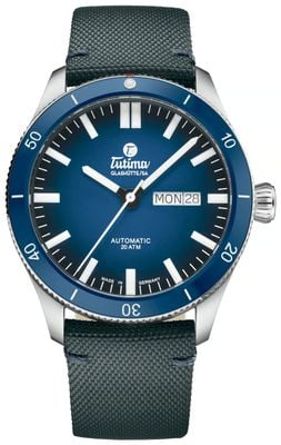 Tutima Glashütte Grand Flieger Airport Automatic (41mm) Blue Dégradé Dial / Blue Cordura Strap 6107-01