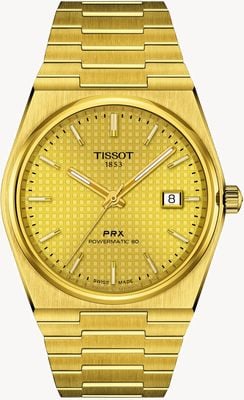 Tissot Prx Powermatic 80 (40 mm) Goldzifferblatt / Gold-PVD-Edelstahl T1374073302100