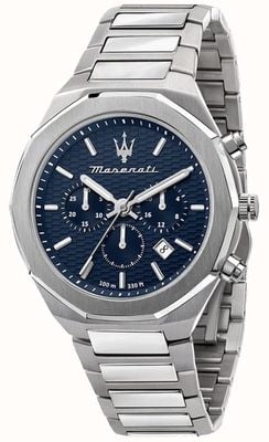 Maserati Estilo masculino | mostrador cronógrafo azul | pulseira de aço inoxidável R8873642006