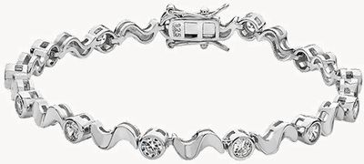 Unisex TH Silver CZ Curb Braclet G2379