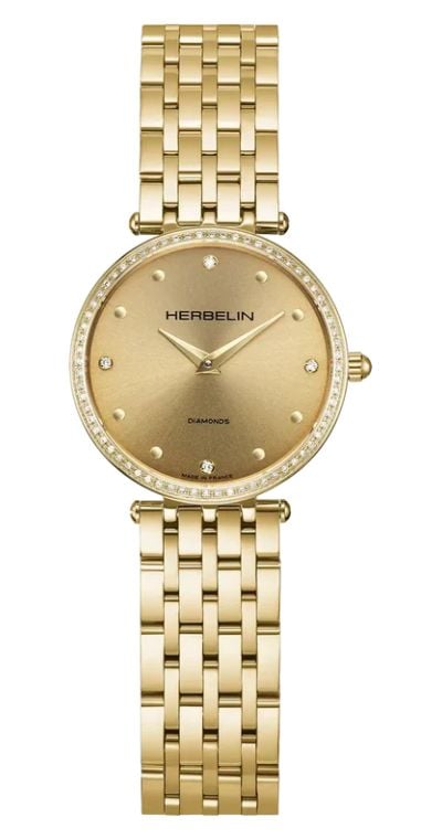 Herbelin Epsilon diamant quartz (28mm) cadran or rayonnant montre