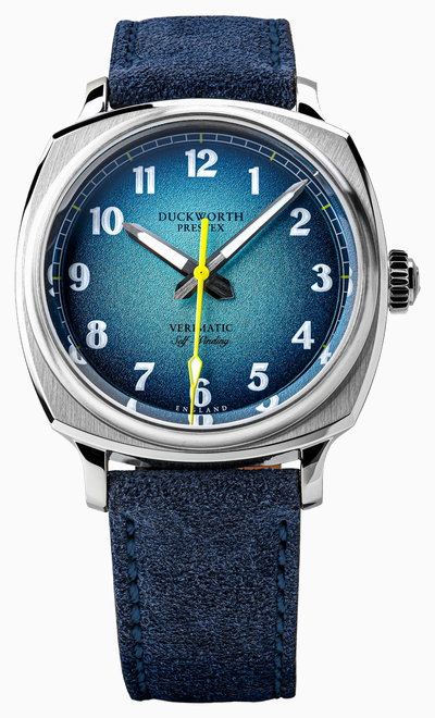 Duckworth Prestex Verimatic (39mm) Blue Fumé Dial / Blue Italian Suede Leather D891-03-M