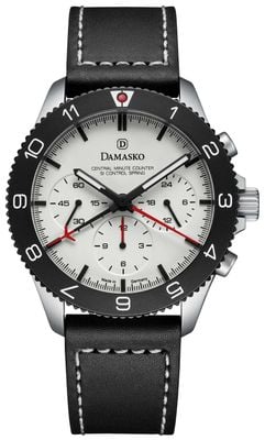 Damasko DC87 SI Control-Spring Automatic Chronograph (42mm) White Dial / Black "Snow Calf" Leather Strap DC87-BLACK SNOW LEATHER STRAP