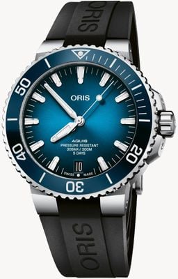 ORIS Aquis Date Kaliber 400 Automatik (43,5 mm), blaues Zifferblatt / schwarzes Kautschukarmband 01 400 7763 4135-07 4 24 74EB