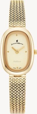 Jacques Du Manoir Noblesse Quarzuhr mit zwei Zeigern (20 mm), champagnerfarbenes Zifferblatt / Armband aus goldfarbenem PVD-beschichtetem Edelstahl-Mesh JWL05202