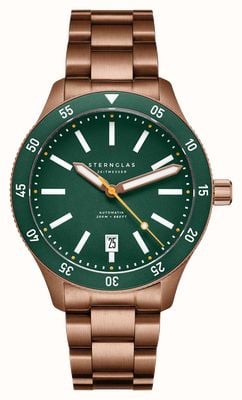 STERNGLAS Marus 2.0 Automatic (42mm) Green Dial / Bronze PVD Bracelet S02-MA35-ME17