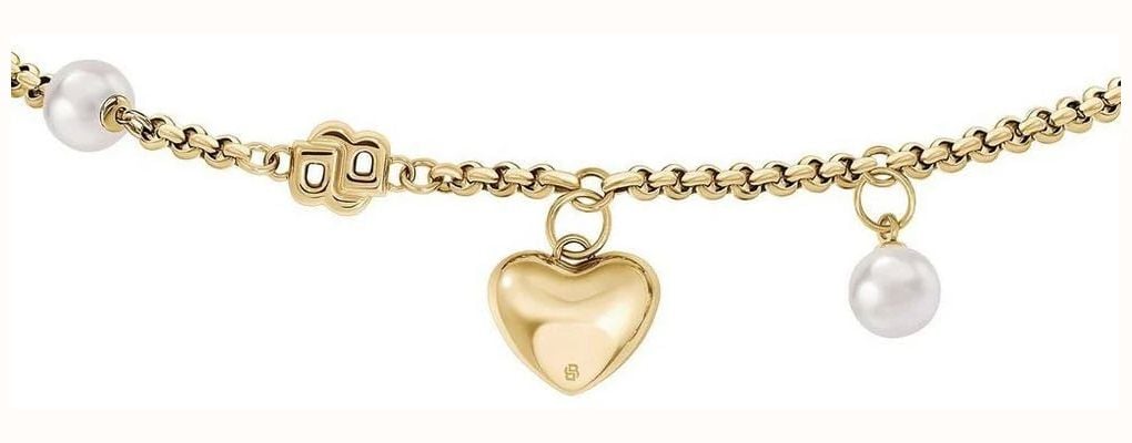 BOSS Jewellery Amara Yellow Gold PVD Crystal and Pearl Heart Bracelet 1580882 - vista alternativa 2