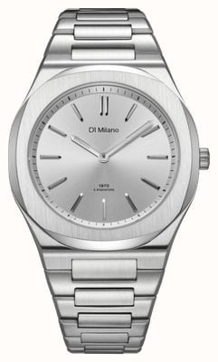 D1 Milano Cadran argenté soleillé ultra fin (39 mm) / bracelet en acier inoxydable UHBJ02