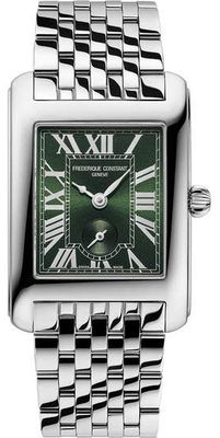 Frederique Constant Montre classique carrée petite seconde (25,5 mm) cadran vert soleillé / bracelet en acier inoxydable FC-235GR2C6B