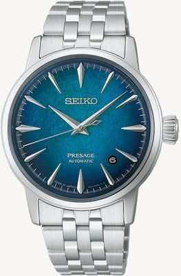 Seiko Presage Cocktail Time Crushed Ice 'Emerald Mist' (38,5 mm) Blaues Zifferblatt / Armband aus Edelstahl HCB001J1