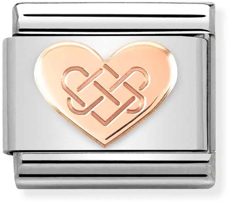Nomination Classic Celtic Knot Heart Rose Gold & Steel Charm 430104/38