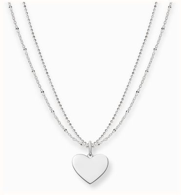Thomas Sabo Heart Pendant Double Chain Necklace Sterling Silver 45cm LBKE0004-001-12 L45V