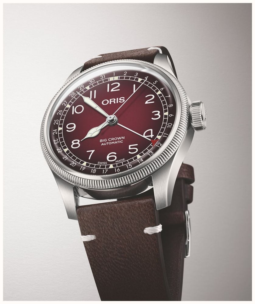 ORIS x Cervo Volante Big Crown Pointer Date Automatic (40mm) Burgundy Dial / Dark Brown Leather Strap Watch 01 754 7785 4038-SET - autre vue 2
