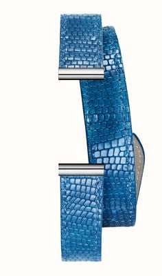 Herbelin Correa de reloj intercambiable Antarès - cuero azul con textura de víbora de doble vuelta / acero - solo la correa BRAC17048A188