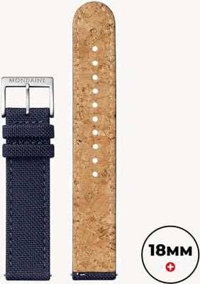 Mondaine Bracelet textile doublé liège - bleu océan - (18 mm) FT311840Q