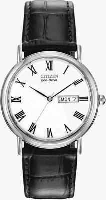 Citizen Eco-Drive-Lederarmband mit weißem Zifferblatt für Herren BM8240-11A