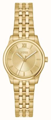 BOSS Grazioso orologio al quarzo a tre lancette (25 mm) con quadrante dorato / bracciale in acciaio inossidabile PVD oro 1502843