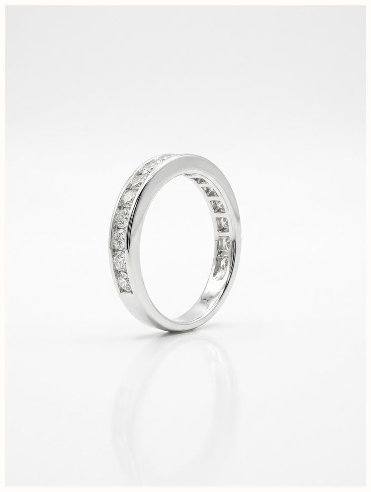 1ct Round Brilliant Natural Diamond 9ct White Gold Half Eternity Ring J48074 - alternatieve weergave 3