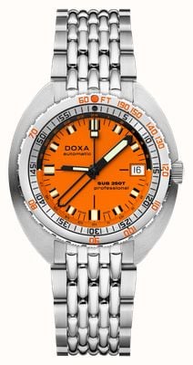 DOXA Sub 250t gmt professional (40 mm) cadran iconique orange / bracelet grain de riz en acier inoxydable 855.10.351.10