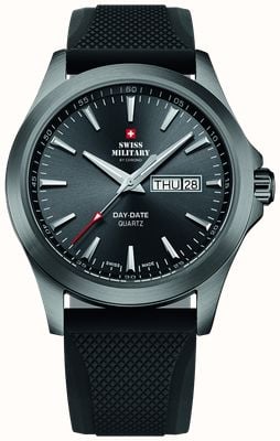 Swiss Military by Chrono 男士星期日历型（42 毫米）灰色表盘/黑色硅胶表带 SMP36040.19