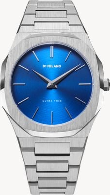 D1 Milano Ultra Thin Geo (40mm) Blue Brushed Dial / Stainless Steel Bracelet UTBJ09