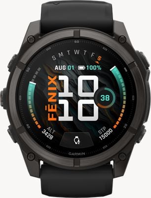 Garmin Smartwatch GPS premium Fenix 9 51 mm – tytan szary węglowy z czarnym paskiem silikonowym 010-04763-11