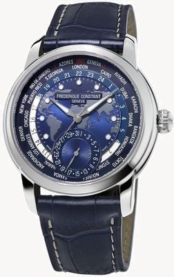 Frederique Constant Męski producent worldtimer niebieski niebieski pasek wybierania FC-718NWM4H6