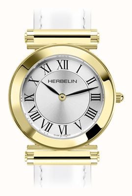 Herbelin Antarès-Uhrengehäuse – silbernes Zifferblatt / goldfarbener PVD-Edelstahl – nur Gehäuse H17443P01